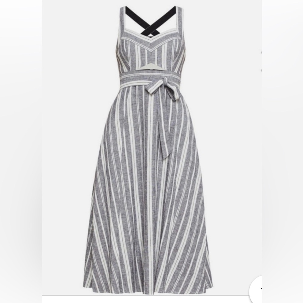 BCBG MaxAzria Cut-out Linen Halter Midi Dress - size 10